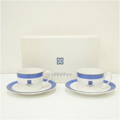 GIVENCHY Cup and Saucer Pair (with box) - Stylish and cute tableware for tea, tea sets, antique style, interior decor, everyday use, and entertaining guests.