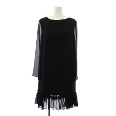 アディアム ADEAM Long Sleeve Plisse Dress ワンピース ひざ丈 長袖 シアー シースルー 0 黒 41798 /BMのサムネイル