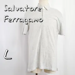 【高級】Salvatore Ferragamoサルヴァトーレフェラガモ イタリア製 半袖 袖ロゴ刺繍 コットンポロシャツ  L メランジグレー 杢調 【古着】【中古】【送料無料】のサムネイル