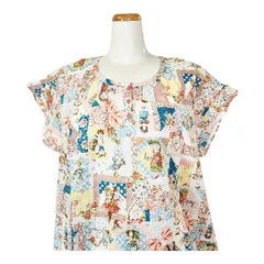 鴨居羊子パジャマ　新品未使用‼️TUNIC　春夏　フレンチフェミニン　ローンパフサッカーパッチワーク　ベージュ色　日本製　33073のサムネイル