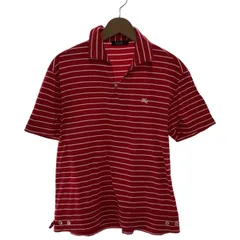 【中古】　BURBERRY BLACK LABEL　ストライプシャツ　半袖　シャツ　トップス　ボーダー　ワンポイント　ブランドロゴ　刺しゅう　古着　/1156