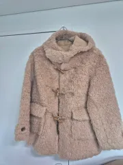 ベージュ ボア フリース フード ジャケット