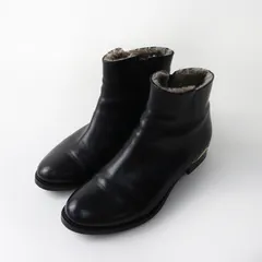 銀座かねまつ Ginza kanematsu レザーショートブーツ 36＼ブラック サイドジップ 内ボア シューズ 23cm【2400014914054】のサムネイル