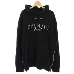 バルマン BALMAIN プリント サイドジップパーカー プルオーバー 長袖 XXL 黒 ブラック /TKのサムネイル