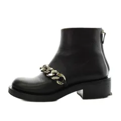 ジバンシィ GIVENCHY リカルド ティッシ期 ショートブーツ チャンキーヒール チェーン レザー 37 黒 ブラック /AN56 ●Dのサムネイル