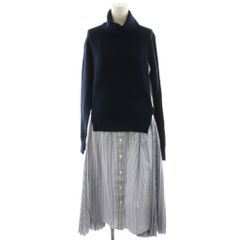 sacai タートルネックニット ドッキング ストライプ シャツワンピース
