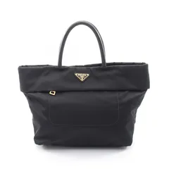 プラダ PRADA トートバッグ トライアングルロゴ ブラック ナイロン レザー トライアングルロゴ トートバッグ レディース Used Aのサムネイル