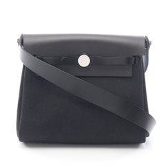 HERMES ノワール 黒 シルバー キャンバス エールバッグミニ - メルカリ