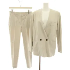 セオリーリュクス theory luxe 24AW ニューアンデイリア NEWAN DAYLIA ノーカラージャケット ダブル 38 ニューアンキャロル2 NEWAN CAROL 2 イージーパンツ 40 ベージュ /YTのサムネイル
