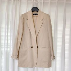 美品＊セオリー リネン混ダブルブレストジャケット 2 定価4.9万円