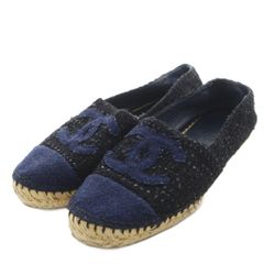 美品 CHANEL エスパドリーユ ツイード ブルー - メルカリ