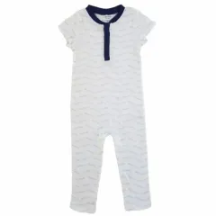 Calvin Klein カルバンクライン 男の子用Calvin Klien総柄足なしカバーオール（White/Blue Chevron） ロンパース ボディスーツ 下着 肌着 出産祝い パジャマのサムネイル