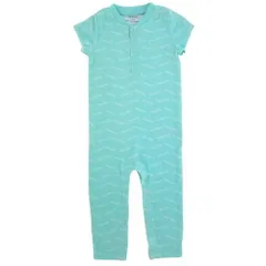 Calvin Klein カルバンクライン 女の子用Calvin Klien総柄足なしカバーオール（Teal Chevron） ロンパース ボディスーツ 下着 肌着 出産祝い パジャマのサムネイル