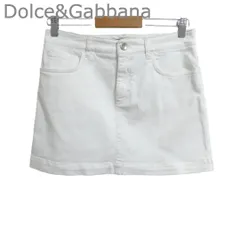 美品 Dolce&Gabbana ドルチェアンドガッバーナ デニムスカート ミニスカート ミニ丈 ストレッチ ロゴプレート ホワイト サイズ40 レディースのサムネイル