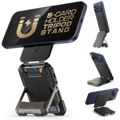 [SUPCASE] MagSafe Wallet with Stand - Men's Magnetic Wallet [Holds 5 Cards] [Adjustable Stand] [RFID Blocking] Mobile Phone Credit Card Holder with Tripod for iPhone 17/16/15/14/52af3ead