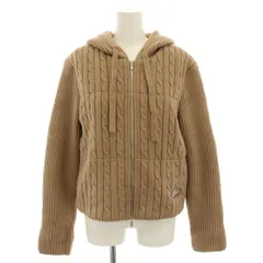 フォクシーニューヨーク FOXEY NEW YORK コレクションメゾン collection Maison ジップアップニットパーカー 中綿ジャケット アウター フード ケーブル編み ロゴプレート 38 茶 ブラウン 43967 /YTのサムネイル
