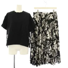 サカイ sacai 24SS Floral Print セットアップ Tシャツ カットソー 半袖 プリーツスカート ロング 2 黒 24-07054 24-07063 /KHのサムネイル