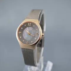 BERING クラシック スカンジナビアン カービングメッシュ 11427-262 レディース腕時計 USED美品 ベーリング 完動品 X9467のサムネイル