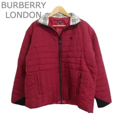 美品 BURBERRY LONDON バーバリーロンドン 中綿ジャケット パデッドジャケット ブルゾン ノバチェック ロゴ刺繍 レッド サイズM メンズ
