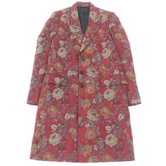 極美品□DOLCE&GABBANA ドルチェ＆ガッバーナ 黒タグ フラワー 総柄 ジャガード チェスターコート レッド 48 ハンガー付き イタリア製 正規品 メンズのサムネイル