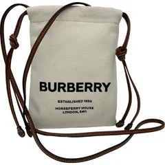 バーバリーロンドン  BURBERRY LONDON ロゴグラフィックミニショルダー アイボリー/ブラウン キャンバス/レザー レディース ショルダーバッグのサムネイル