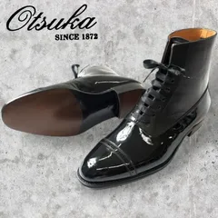 日本製 定価7.8万 大塚製靴 Otsuka SHOTEN 大塚商店 本革 グッドイヤーウェルト製法 7ホール エナメル レザー切替 ストレートチップ ブーツ 革靴 黒 ki190213_10w ki190213_11w ki190213_12wのサムネイル