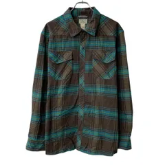 L.L.Bean 長袖 フランネルシャツ XL ブラウン マルチカラー エルエルビーン スナップボタン チェック柄 ウエスタンシャツ 春物 a805-6459