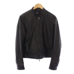 エンメティ EMMETI シングルライダースジャケット ジップアップ 羊革 44 黒 /PJのサムネイル