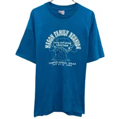 80s Hanes 半袖 プリントTシャツ XL ライトブルー プルオーバー 80年代 クルーネック ビックプリント カットソー 夏物 a805-6540のサムネイル