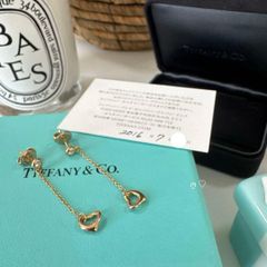 Tiffany K18PG ダブル ラビングハート ダイヤモンド ピアス 美品 