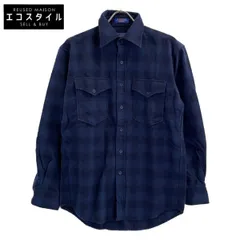 PENDLETON　ペンドルトン　90s~ OUTDOORS MAN ネイビー バージンウール100 オンブレチェック シャツ　Sのサムネイル