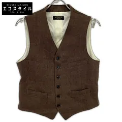 RRL　ダブルアールエル　782959834001 イタリア製 ブラウン リネン ヘリンボーンジレ/ベスト　36Sのサムネイル