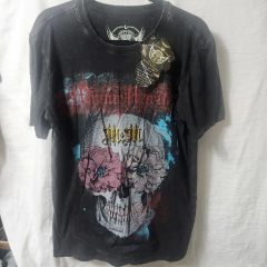 アフリクション Tシャツ インディアンスカル クラッシュ加工 y2k sk8 L 