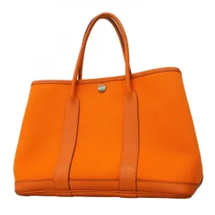【6ed4272】エルメス トートバッグ ガーデンパーティTPM トワルオフィシエ オレンジ シルバー金具 □N刻印【中古】レディースのサムネイル