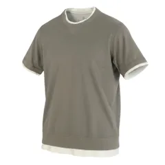 Me25 BRUNELLO CUCINELLI ブルネロクチネリ Vガゼット レイヤード 半袖Tシャツ カットソー サイズM  カーキ コットン100％ メンズ 紳士服k02iのサムネイル