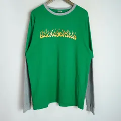 希少 国内正規 BlackEyePatch ブラックアイパッチ Flames Layered L/S Tee フェイク レイヤード ファイヤー ロンT サーマル 緑 L 3160Q★4のサムネイル