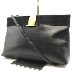 フェラガモ ショルダーバッグ ヴァラリボン レザー ネイビー リザード 
