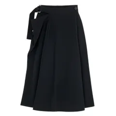 Ae25 Y's YOHJI YAMAMOTO ワイズ ヨウジヤマモト ベルテッドスカート ギャバジン サイズ3 ブラック ウール レーヨン レディース 女性服ta1のサムネイル