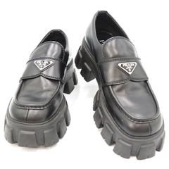 美品 9 1/2 PRADA プラダ モノリス 厚底 ローファー ブラック - メルカリ
