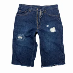 ビッグジョン SP103 デニム ハーフパンツ メンズ W33 ダメージ加工 クラッシュ リメイク カットオフ 夏服 デニムショーツ 短パン レアのサムネイル