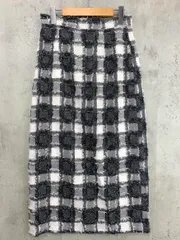 新品 FRIFUL フリフル チェック柄 フリンジ ロング スカート sizeL/白/黒 ■■ レディース