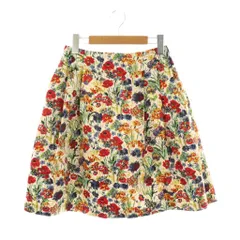 トッカ TOCCA Liberty フラワータックサテンスカート フレア 膝丈 0 白 ホワイト /AT ■OS