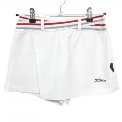 [Excellent Condition] Titleist Skirt, White x Red, Korean Model, Elastic Waistband, Inner Pants, Women's Golf Wear, TITLEIST