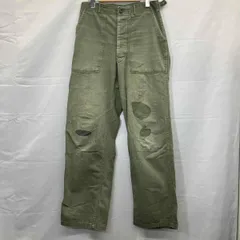 US ARMY / アメリカ陸軍 / 40s / 50s / 綿パン / ベイカーパンツ / HBT / ヘリンボーン / 尿素ボタン / 古着 / サイズM / モスグリーン