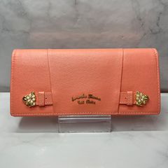 Samantha Thavasa Petit Choice サマンサタバサ プチチョイス　被せ長財布　フラワーベルト　コーラルピンク　レザーのサムネイル