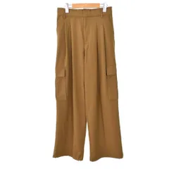 ザラ ZARA ワイドパンツ カーゴパンツ スラックス 2タック 無地 XS 茶 ブラウン カーキ ■FY