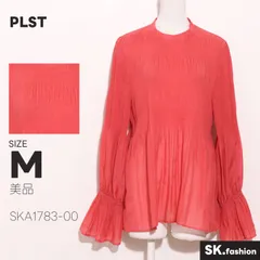 美品 PLST トップス ブラウス　長袖　バックボタン　マジョリカプリーツデザイン　フリル