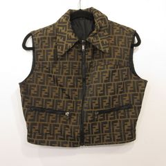 美品】フェンディFENDI ズッカ柄 ベスト ジップ ロゴ金具 ヴィンテージ