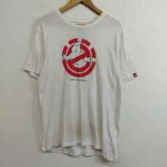 ELEMENT Ghostbusters 엘리먼트 고스트 버스터즈 반소매 T셔츠 콜라보 프런트 빅 로고 피스 네임 빅 실루엣 오버사이즈 맨즈 코튼 화이트 레드 사이즈 M 영화 MOVIE E725