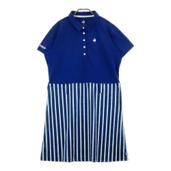 サイズ：5L LE COQ GOLF ルコックゴルフ  半袖ワンピース ストライプ柄 ネイビー系 [240101699021] ゴルフウェア レディース ストスト